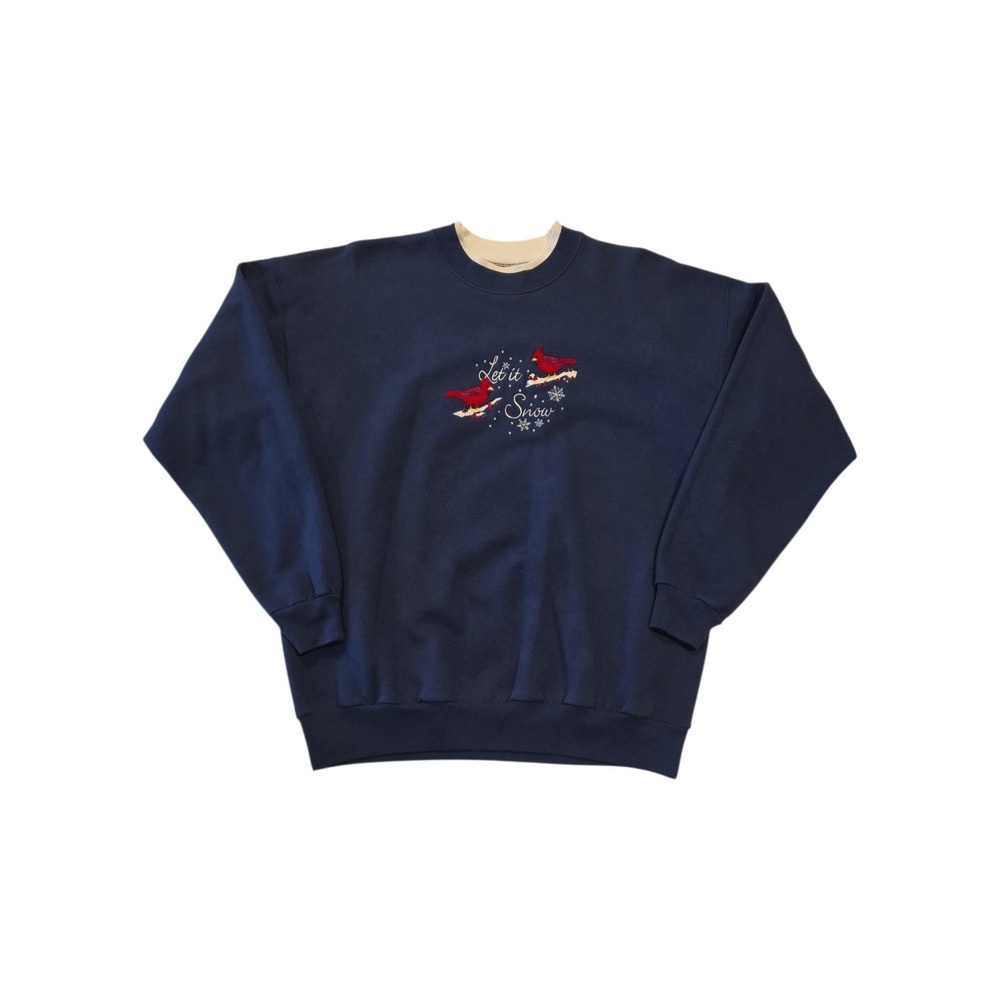 Vintage 90s M&C Sportswear Cardinal Sweatshirt Womens L Let It Snow Embroidered